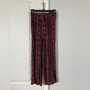 Mudd Burgundy Patterned Palazzo Pants Size XS